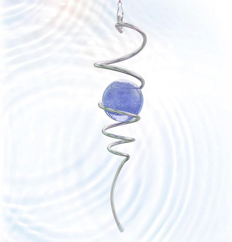 Eiryhope Gazing Ball Spiral Tail, Wind Spinner Stabilizer with Purple Glass Orb | 13-Inch Sun Catcher Rainbow Maker, Mesmerizing Rotating Art for Outdoor Garden Yard | Unique Hanging Decor & Gift - Image 1